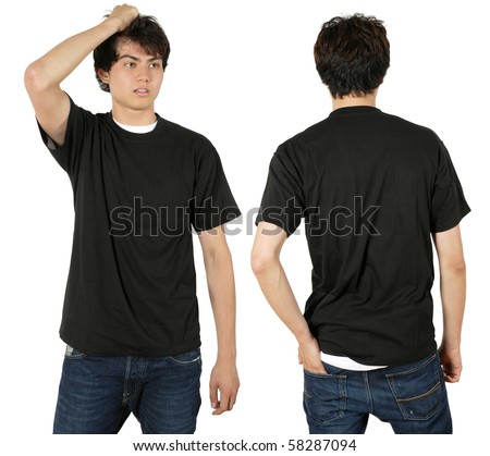 blank white shirt back. with lank black t-shirt,