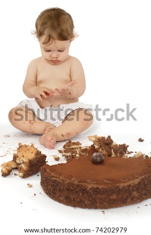 Birthday Cake One Year. stock photo : An adorable one