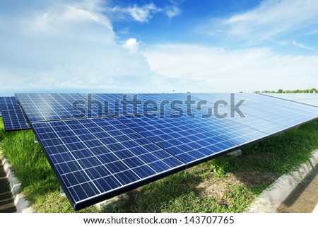 Solar plant under sky