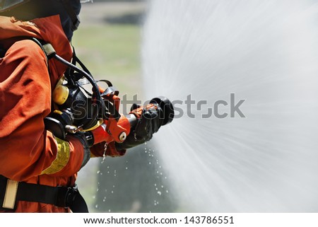 Firefighter during training