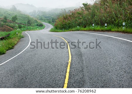curve s shape road go to hill