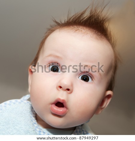 Baby Images Funny on Cute 4 Months Old Baby Making A Funny Surprised Face Stock Photo