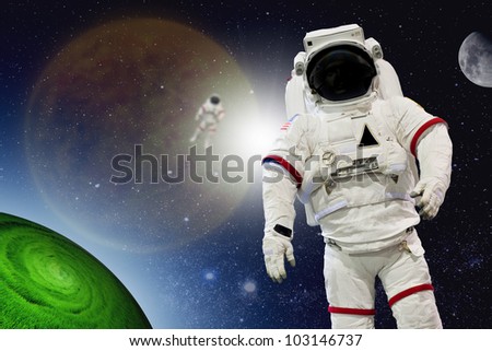 Astronaut Wearing Pressure Suit in a Space Background