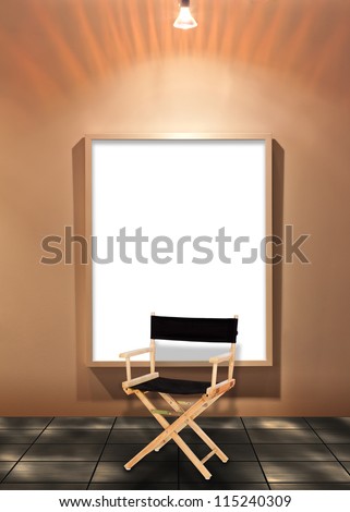 Director chair with blank white board on the wall