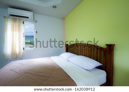 Bedroom in cool tone color