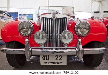 stock photo : BANGKOK - JULY 17: MG TF,1955 Vintage cars on display stock photo : BANGKOK - JULY 17: MG TF,1955 Vintage cars on display