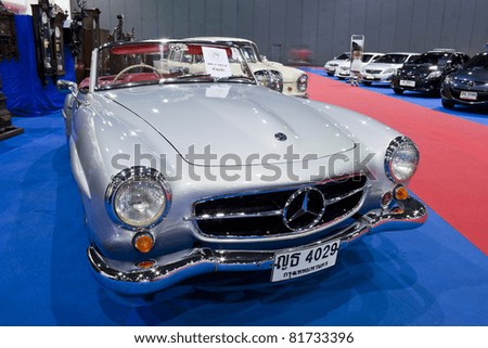 stock photo BANGKOK JULY 23 Mercedes Benz vintage car on display in 