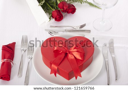 Romantic Table Setting With Rose And Chocolate Box Valentines Day ...