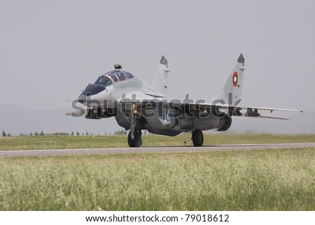 IZMIR,TURKEY – JUNE 06 :German demonstration team ´´ eurofighter typhoon´´  jet takes off at ´´Airshow Turkey´´ on june 06 2011 in izmir, Turkey,
