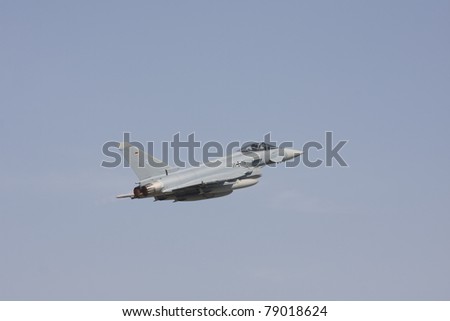 IZMIR,TURKEY – JUNE 06 :German demonstration team ´´ eurofighter typhoon´´  jet takes off at ´´Airshow Turkey´´ on june 06, 2011 in izmir, Turkey,