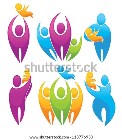 vector set of people, family, parents and babies