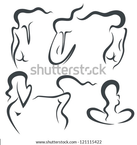 vector collection of woman silhouette and symbols for beauty salon, hairdressers or plastic surgery