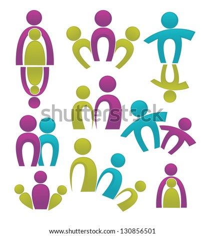 vector set of people, family and happiness, bright color, right mood