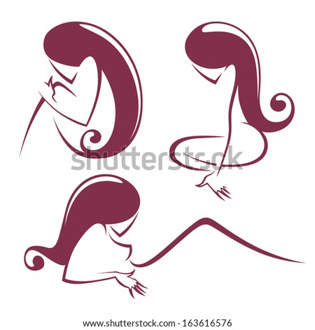 vector collection of  girl\'s images for beauty salon, hairdressers or plastic surgery