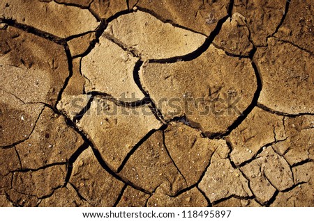 Cracked and dried soil under a hot sunlight