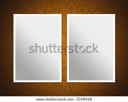 Illustration of two empty photos over a rusty surface.