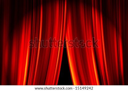 Theater stage red curtains opening for a live performance