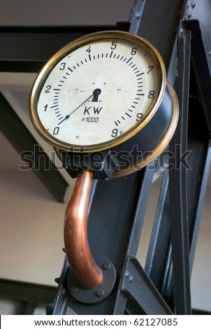 Detail of an old electricity measure display in a deactivated power plant