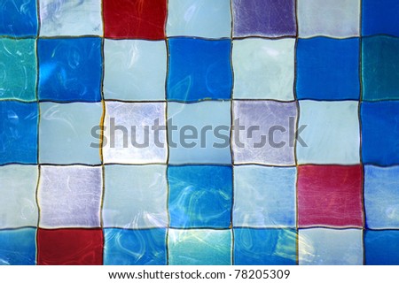 Bottom of a pool with water making a rippled effect on tiles