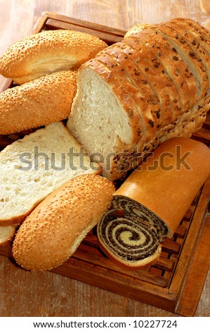 assortment of baked bread and other bakery products