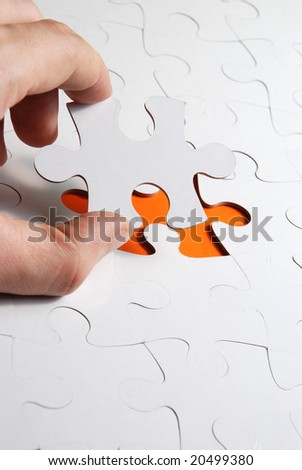 abstract puzzle background with one missing piece