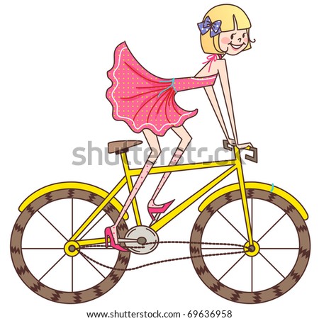 Bicycle Vector on Girl Riding Bicycle Stock Vector 69636958   Shutterstock