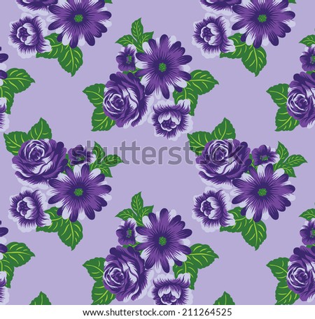 Flowers purple leaves with light purple lined up on the floor.