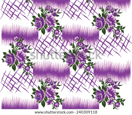 vector pattern with hand drawn purple flowers.beautiful purple background.