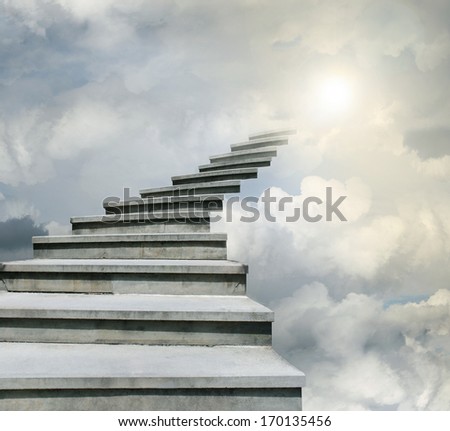 Conceptual of stairway over the sky in the clouds