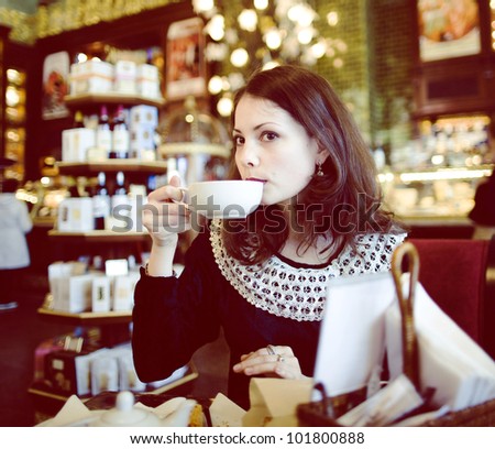 young woman in cafe