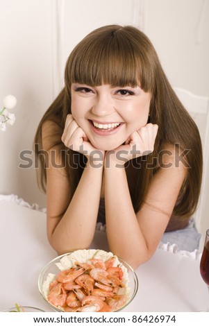 stock photo of pretty woman in restaurant
