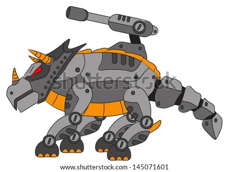 illustration vector graphic clip art of robotic triceratops - stock vector