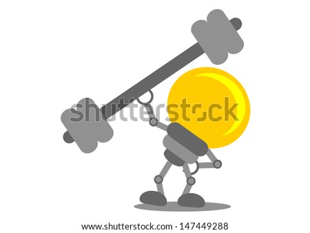 illustration of cartoon character bulb lamp with business activity - stock vector