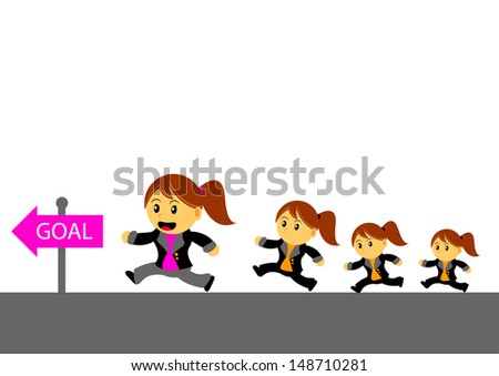 illustration of businesswoman cartoon character with her activity - stock vector