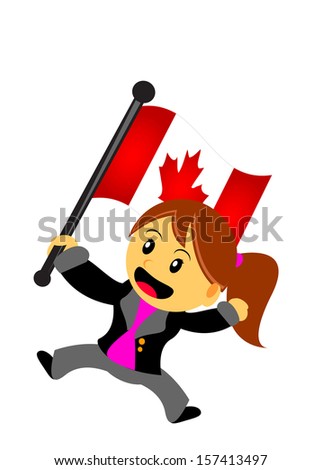 business woman with country flag - stock photo