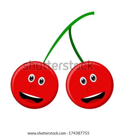 illustration vector graphic cartoon character of cherry - stock vector
