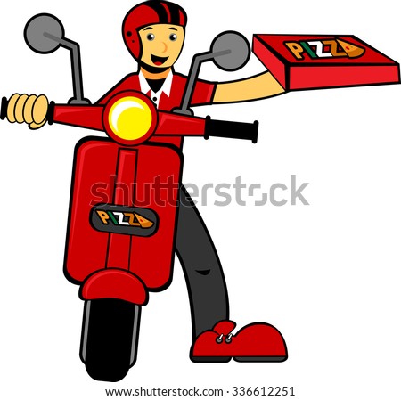 Illustration vector graphic cartoon character of delivery man bring pizza