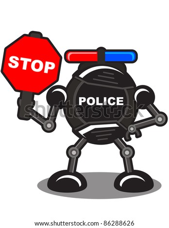 illustration of policeman robot - stock vector