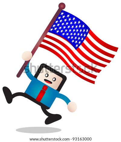 illustration of businessman bring flag - stock vector