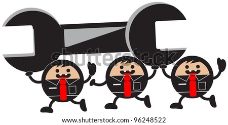illustration of funny cartoon businessman character motivation - stock vector