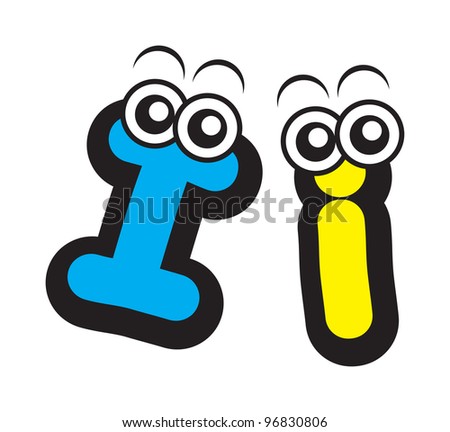illustration of funny cartoon alphabet font type character for educational - stock vector