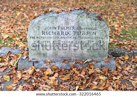 YORK, UK - SEPTEMBER 28TH 2014: The Grave of notorious Highwayman Dick Turpin in York, on 28th September 2014.