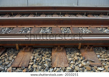 A railway track full of pebbles