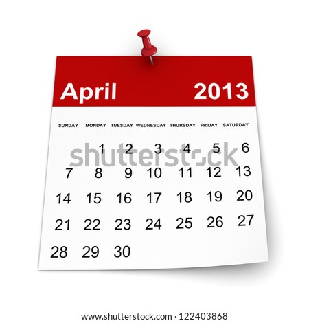 Calendar 2013 April Calendar 2013 April
