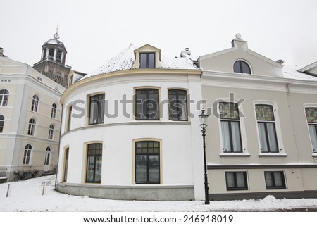 Dutch mansions in the snow