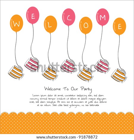  Party Menu on Cute Tea Party Invitation Card With Balloon Stock Vector 91878872
