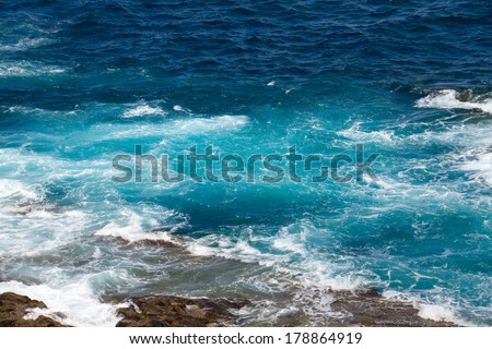 Blue water of Atlantic Ocean, Tenerife, Spain