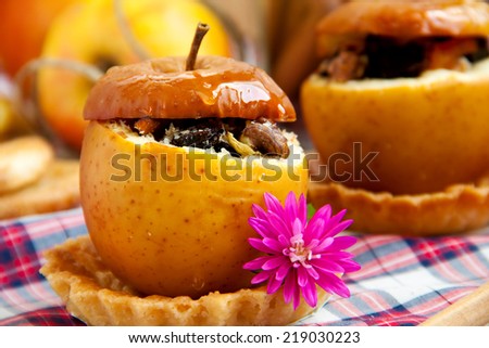 Apple with mixed dried fruits and nuts
