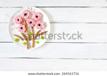 Food art - rice flowers on the plate