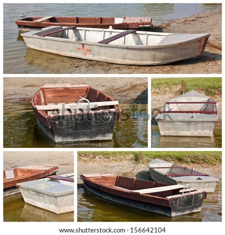 Worn boats at the lakeside